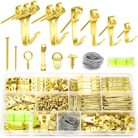 APEX 372 crochets pour cadres avec supports, clous, fil de fer, mini niveau, cadres, murs en plaques de plâtre haute résistance - 34 kg