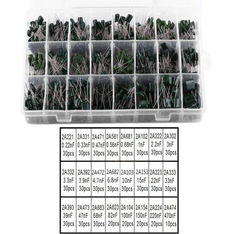 APEX 660pcs 24 valeurs Condensateur 100V 0.22nF à 470nF Kit de condensateur Condensateurs , capacitance
