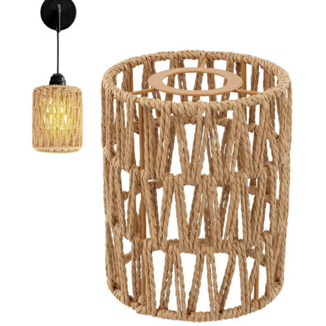 APEX Abat-jour bohème en rotin fait main, lot de 1, abat-jour de rechange en osier pour lampe de table ou suspension E27.