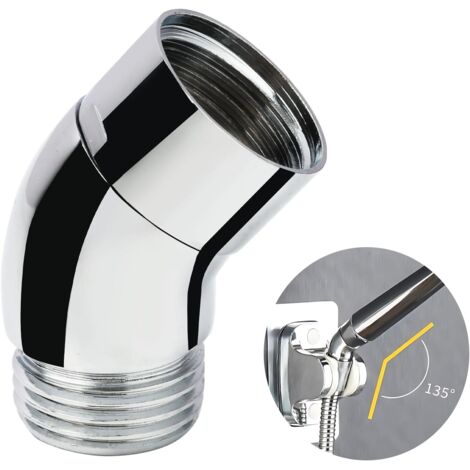 APEX Adaptateur de pommeau de douche avec bras d'extension incurvé - Adaptateur d'angle mural réglable à 135° avec filetage G1/2", adapté aux pommes de douche fixes.