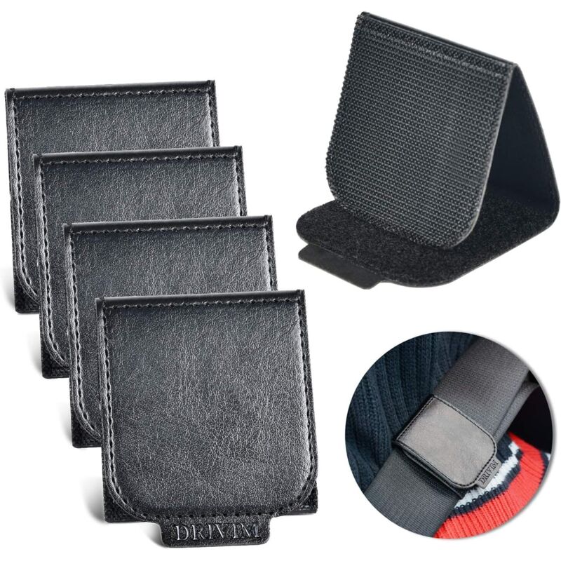 APEX Ajusteur de ceinture de sécurité auto, lot de 4 clips de ceinture en cuir PU de qualité supérieure pour positionneur universel