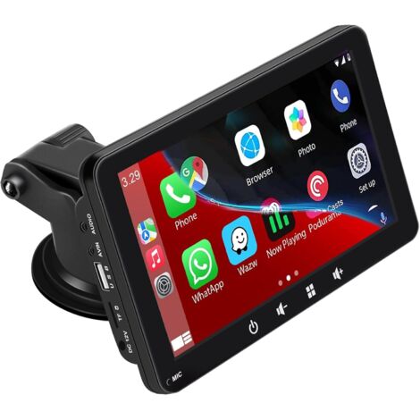 APEX Autoradio portable, compatible Apple CarPlay et Android Auto sans fil, écran tactile HD 7 pouces 1080p avec Bluetooth 5.0