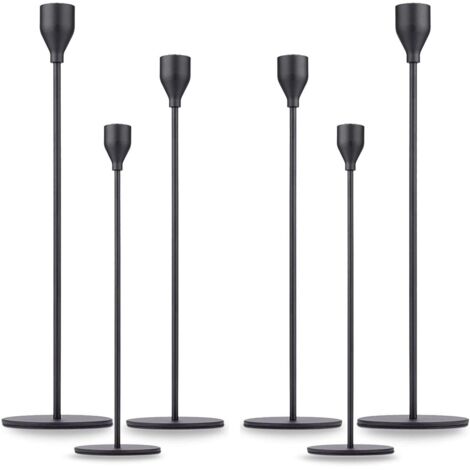 APEX Bougeoir Noir mat Coniques 6 pcs Chandelier de Mariage Chandeliers Coniques pour la Maison pour Les Fêtes,Mariages,Dîners