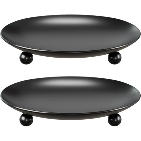 APEX Bougeoirs noirs, 2 bougeoirs en métal de haute qualité, plateaux cylindriques pour bougies, centres de table.