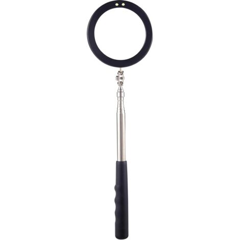 APEX Ce miroir d'inspection télescopique est doté d'une lumière LED, d'un grand miroir circulaire de 3,75 pouces, d'une longueur télescopique de 39,4 pouces et d'une rotation à 360° pour l'inspection,