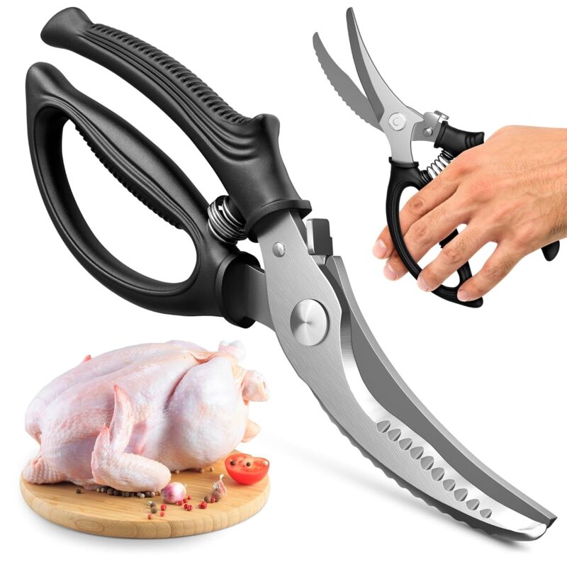 APEX Couteaux à viande en acier inoxydable avec bords dentelés antidérapants et verrouillage de sécurité pour retirer les os.