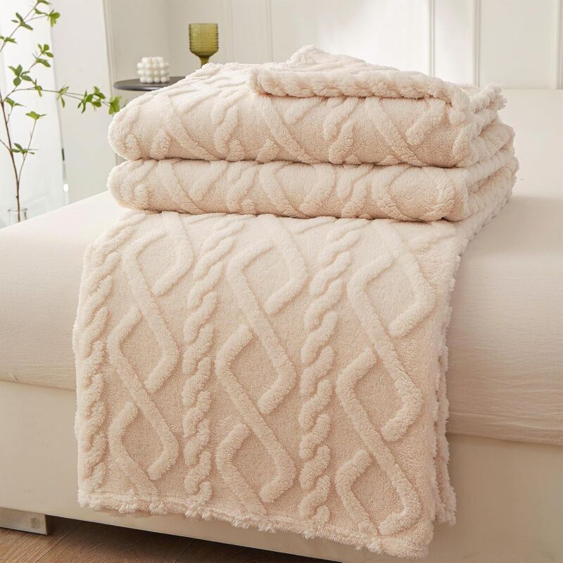 APEX Couverture Polaire, Plaid Couverture Lit Douillette, Plaid Canapéen Flanelle Chaude pour Toutes Les Saisons (Blanc, 150 200CM)