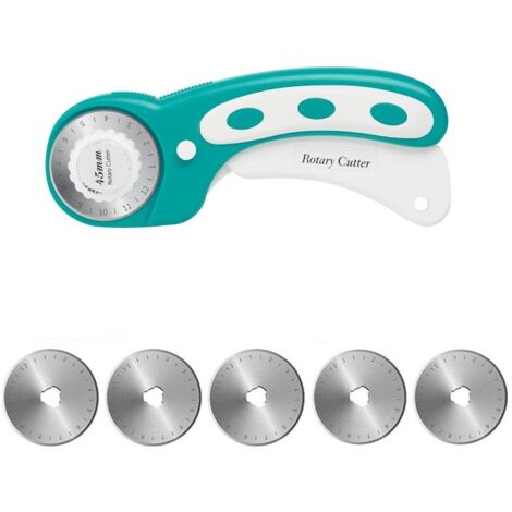 APEX Cutter Rotatif Couture 45mm, Kit de Couteau Roulette Couture avec 5 Lame de Rechange et Découpe Précise Mécanisme de Protectio