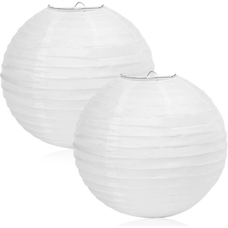 APEX Deux abat-jour ronds en papier blanc de 30 cm, lanternes décoratives pour mariage/anniversaire, décorations intérieures/extérieures.