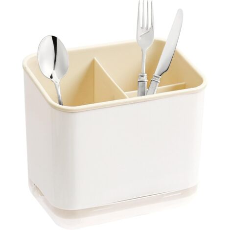 APEX Égouttoir à couverts, range-fourchettes et cuillères à 3 compartiments avec plateau égouttoir, panier de séchage pour évier