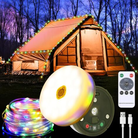 APEX Enroulable Lampe de Camping Portable 10M avec 7 Modes D'éclairage, Guirlande Camping Rechargeable, Étanchéité IP44,Avec télécommande