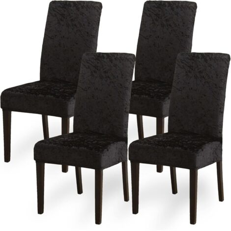 APEX Ensemble de 4 housses de chaises de salle à manger extensibles en velours couleur or champagne, convenant aux hôtels et restaurants.