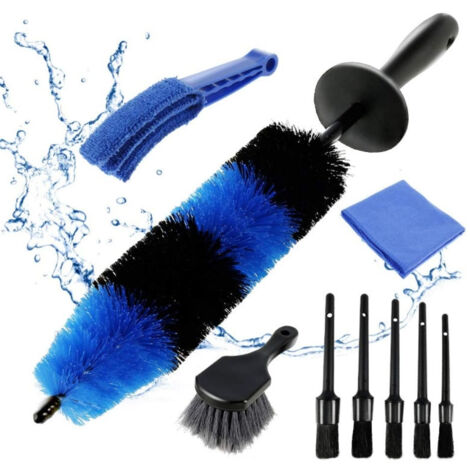 APEX Ensemble de 9 brosses de nettoyage pour jantes et pneus, comprenant une brosse rotative de 43 cm et un outil de nettoyage pour pneus
