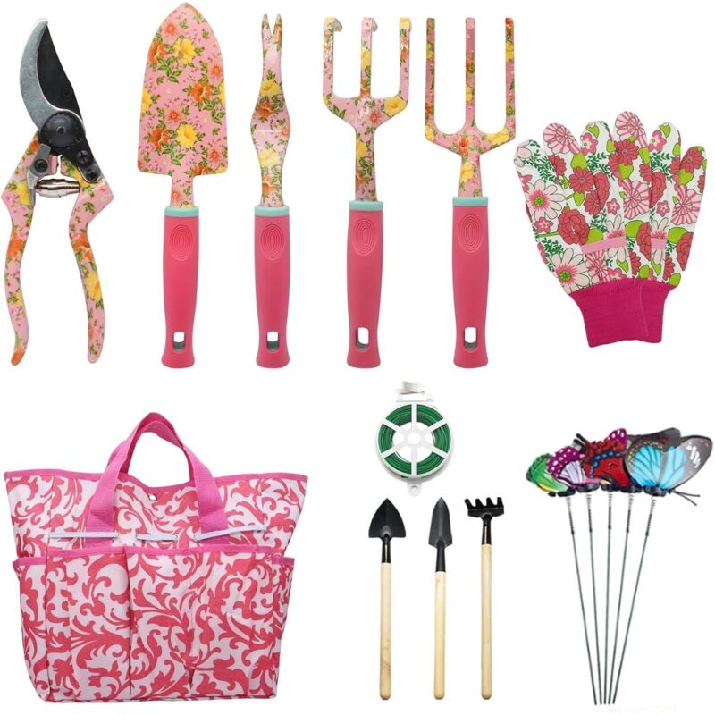 APEX Ensemble d'outils de jardin, cadeau de jardinage 16 pièces pour femmes et hommes, coffret d'outils de jardinage à main avec sécateur