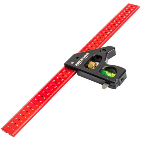 APEX Équerre combinée, trusquin de menuisier 45/90 degrés avec niveau à bulle, équerre de menuisier réglable - 30,5 cm (12 po)
