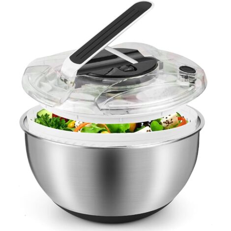 APEX Essoreuse à Salade 4,5L en Acier Inoxydable Grande, avec Couvercle, Salad Spinner pour Laver et égoutter Les Salades etc.