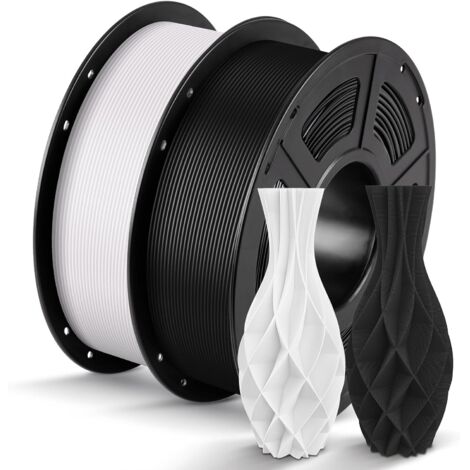 APEX Filament PLA 1,75 mm, filament pour imprimante 3D RFID, précision dimensionnelle +/- 0,02 mm, lot de 2 bobines réutilisables de 1 kg, noir et blanc