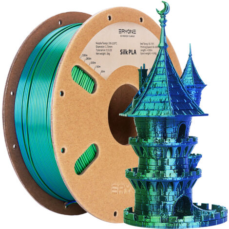 APEX Filament PLA bicolore 1,75 mm, filament pour imprimante 3D, précision dimensionnelle +/- 0,03 mm, bobine de 1 kg, bleu et vert soyeux