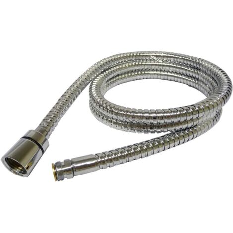 APEX Flexible de douche traversant en acier inoxydable de 200 cm - Filetage fin mâle vers raccord standard pour pommeau de douche