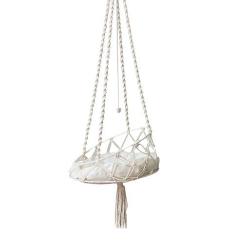 APEX Hamac en Macramé pour Chat - Lit Suspendu Balançoire avec Crochet pour Détente - Fixation Murale