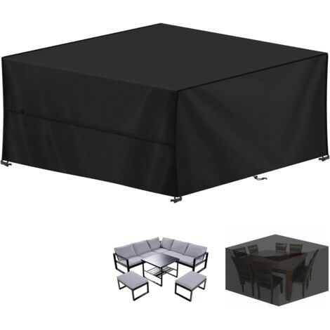 APEX Housse de table de jardin rectangulaire 250 x 250 x 90 cm, imperméable et résistante aux UV, en tissu Oxford 420D.
