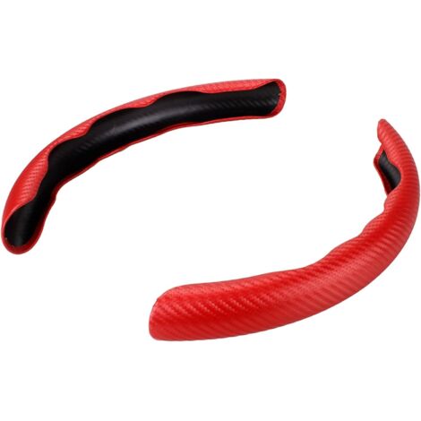 APEX Housse de volant en fibre de carbone, housses de volant universelles antidérapantes pour la plupart des voitures, lot de 2, rouge