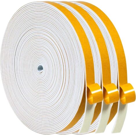 APEX Joint d'étanchéité anti-courant d'air, ruban adhésif en forme de bande, 6 mm (l) x 1,5 mm (ép.), 3 rouleaux, longueur totale 15 m