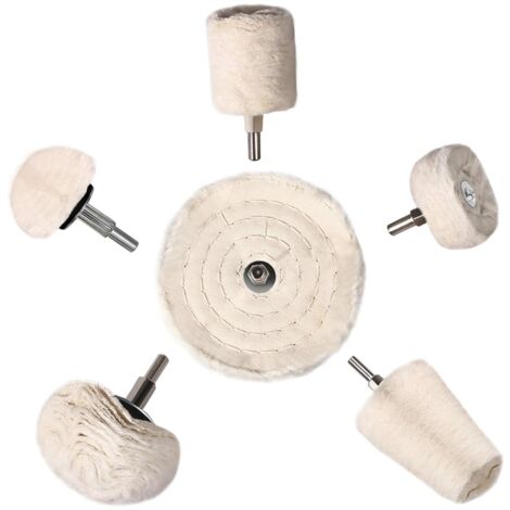 APEX Kit de polissage avec 6 disques de polissage blancs (forme conique, cylindrique, en champignon ou en roue) pour métaux et aluminium.