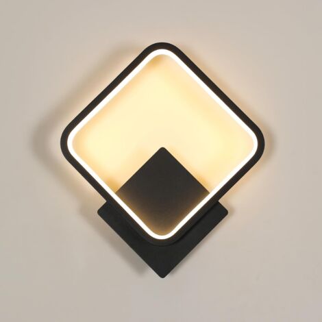 APEX Lampe de chevet LED, applique murale carrée noire, simple et élégante, trois couleurs réglables.