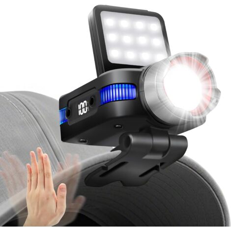APEX Lampe Frontale Rechargeable LED Ultra Puissante, 5 Mode avec Détecteur de Mouvement, Zoomable Angle Réglable de 180° Lampe