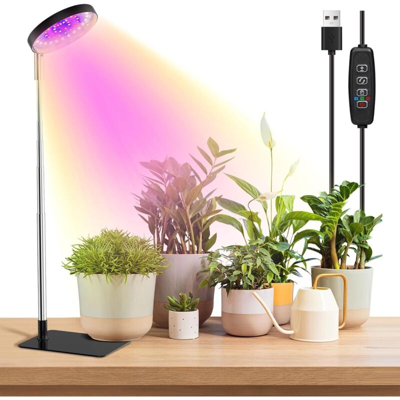 APEX Lampe horticole à spectre complet pour plantes d'intérieur, 48 LED, 3 spectres lumineux au choix, autonomie de 3/9/12 heures