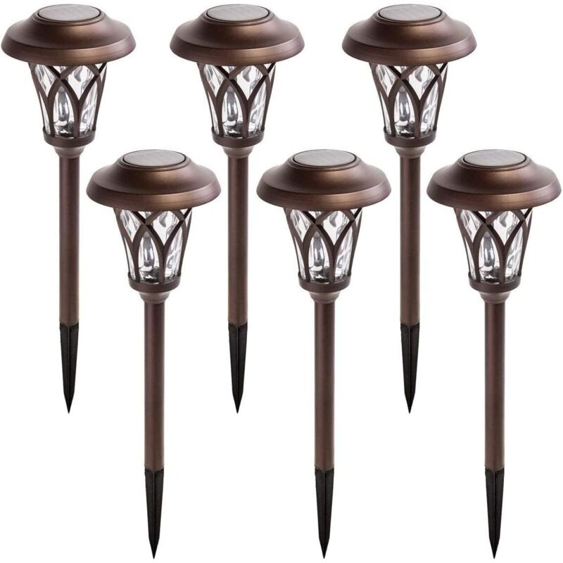 APEX Lampe Solaire Extérieur puissante - 6 pcs 1W IP65 - 130130340 mm - brun - Eclairage pour chemin, pelouse, Patio et Cour