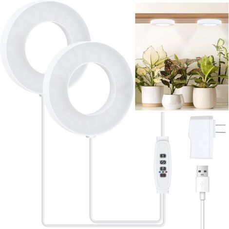 APEX Lampes de croissance pour plantes d'intérieur au plafond, LED à spectre complet avec minuterie 3/9/12 h (2 têtes)