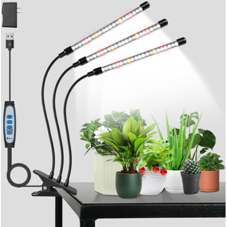 APEX Lampes horticoles pour plantes d'intérieur, LED à spectre complet, blanches, avec minuterie marche/arrêt automatique (3/9/12 h).