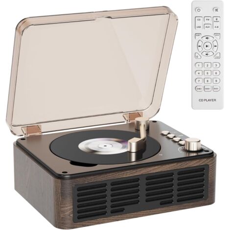 APEX Lecteur CD Bluetooth avec Haut-parleurs et Radio FM Vintage Lecteur de CD Support USB & AUX Playback pour Livres Audio