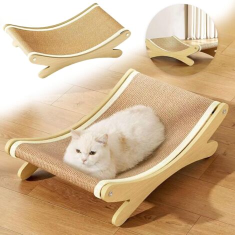 APEX Lit griffoir en sisal pour chat avec tapis en sisal, chaises en sisal pour chats, lit surélevé pour chaises longues, hamac de plage