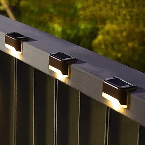 APEX Lot de 12 lampes solaires d'extérieur, étanches, pour escaliers, marches, clôtures, jardins et terrasses (brun/blanc chaud)