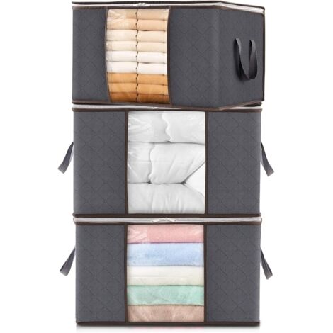 APEX Lot de 3 sacs de rangement pour vêtements, boîtes de rangement pliables, sacs de déménagement, organisateurs de rangement