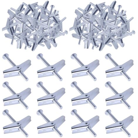 APEX Lot de 30 boulons à bascule et écrous à ailettes pour accrocher des articles lourds sur cloison sèche（1/4"）