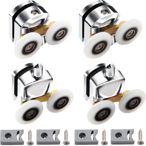 APEX Lot de 4 roulettes pour porte de douche, porte coulissante, porte coulissante, porte de douche, paroi de douche en verre, 23 mm