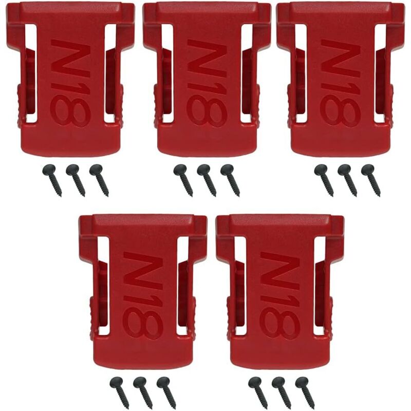 APEX Lot de 5 supports de batterie pour outils Milwaukee compatible avec les modèles M18, 48-11-1820, 48-11-1850 et 48-11-1860