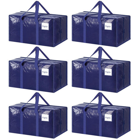 APEX Lot de 6 sacs de déménagement de 90 L, sacs de transport robustes, sacs de rangement imperméables avec fenêtre d'étiquette