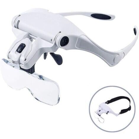 APEX - Loupe frontale avec lumière LED - Pour la lecture, les loisirs créatifs, les réparations, la fabrication de bijoux - Grossissements : 1x, 1,5x, 2x, 2,5x, 3,5x