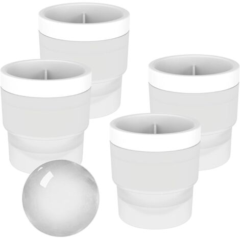 APEX Moules à glaçons pour hockey sur glace - Ensemble de 4 pièces, moules à glaçons ronds, glaçons sphériques de 6 cm, adaptés au whisky, aux cocktails et au bourbon (4 pièces, blanc)