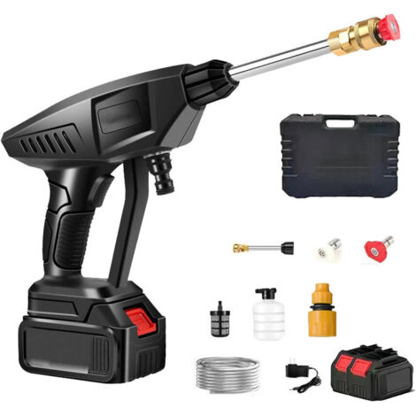 APEX Nettoyeur Haute Pression à Batterie, 45 Bar Pistolet Haute Pression sans Fil avec 2 Batteries, 6-en-1 Multi-Usage Buse