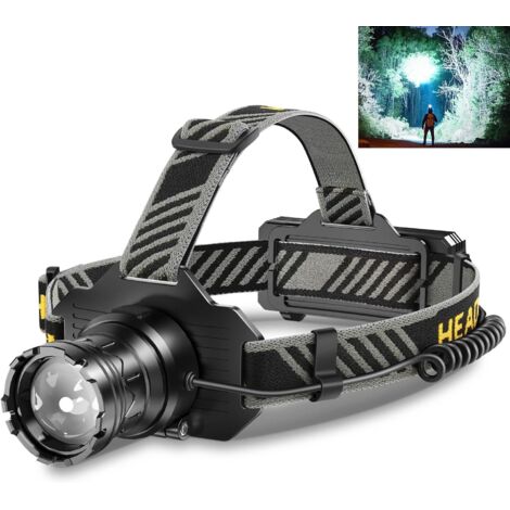 APEX Nouveau Lampe Frontale 100000 Lumens Rechargeable - Zoom Variable, IPX7 Étanche - Idéal pour Course à Pied, Pêche, Camping, (Noir)