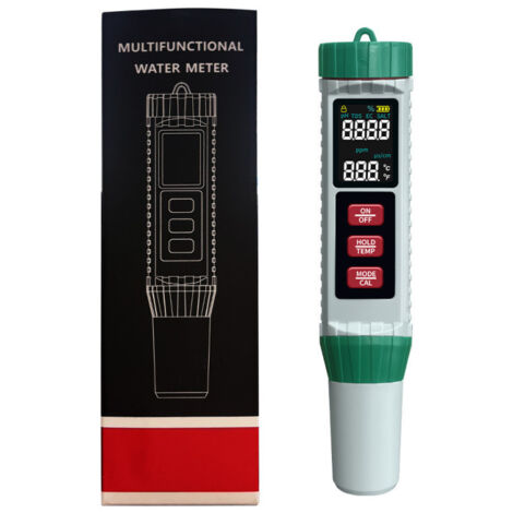 APEX pH Metre(± 0.01), 5-en-1 PH, TDS, EC, Salinité, Thermomètre, Haute Précision Testeur pH Piscine avec Écran LED Rétroéclairé