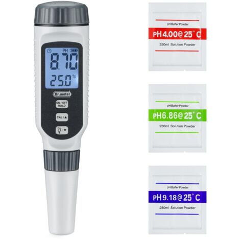 APEX PH Mètre Électronique, Dr.meter Testeur PH Avec Rétro Éclairage Testeur PH Précision de Mesure de 0 à 14 pH, 1% Précision de Lecture