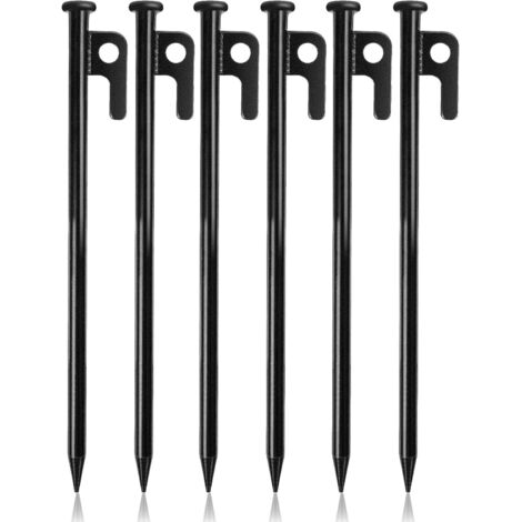 APEX Piquets de Tente Robustes, 6 Pcs Piquet de Camping, 30cm Sardine pour Tente, Piquets de en Métal avec Crochet et Trou, pour Camping