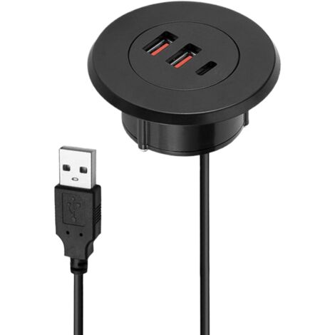 APEX Port à œillets encastré, sortie de bureau, chargeur USB rond encastré, bloc de cordon pour accessoires électroniques - 150 cm